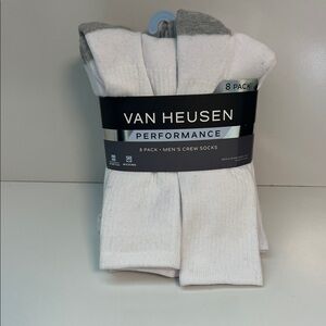 Van Heusen Performance Men's White and Gray Crew Socks - 8 Pack